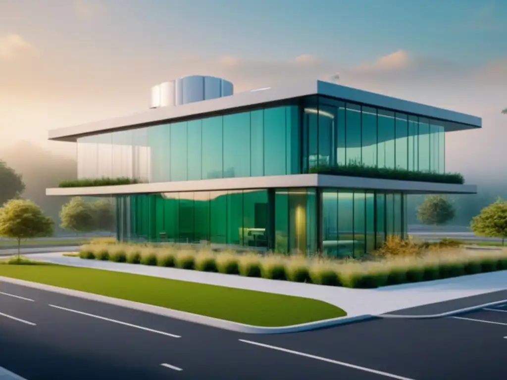 Clínica médica futurista: arquitectura innovadora 8k Invertir en sector sanitario inmobiliario: Imagen de clínica moderna con diseño futurista, helipuerto y vegetación