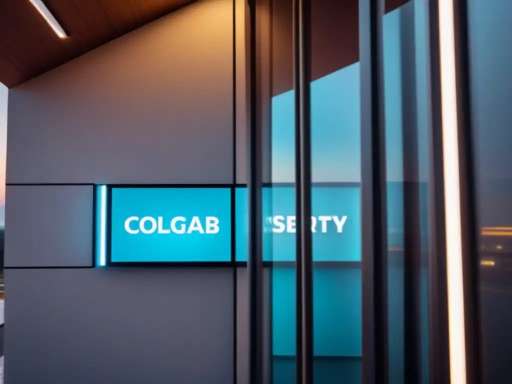 Vigilancia inteligente en edificio futurista Sistema de cámaras de seguridad modernas con IA en entrada futurista