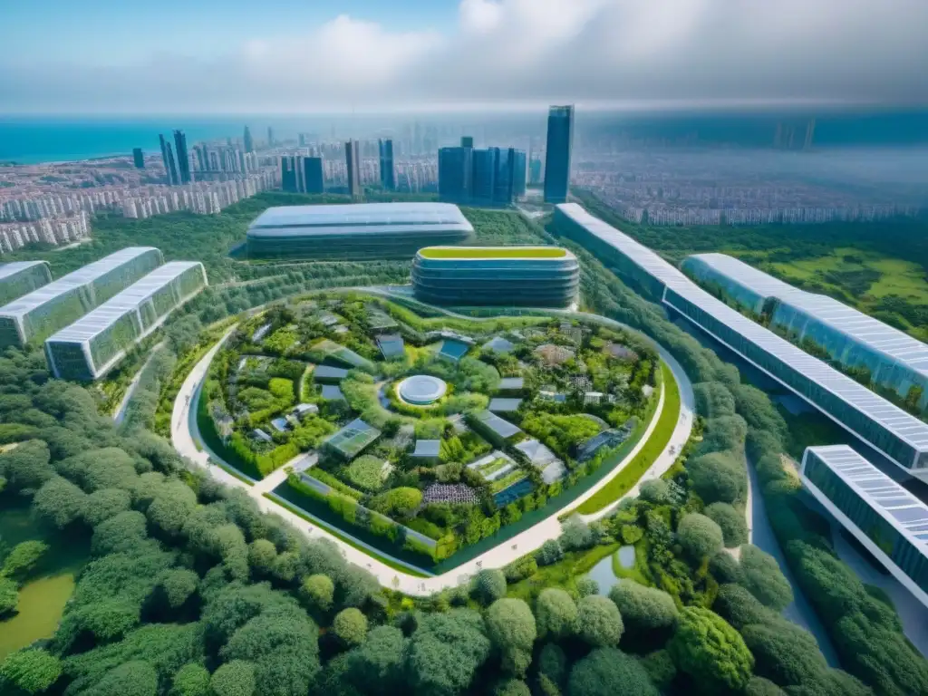 Desarrollo urbano sostenible: fusión arquitectura moderna y naturaleza Urbanización sostenible con áreas verdes integradas, uniendo modernidad y naturaleza