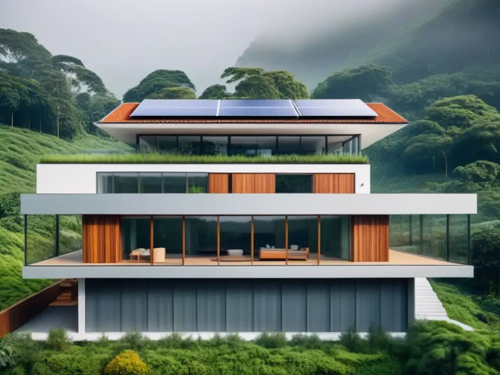 Edificio sostenible: armonía con la naturaleza Edificación sostenible integrada en la naturaleza, impacto ambiental positivo
