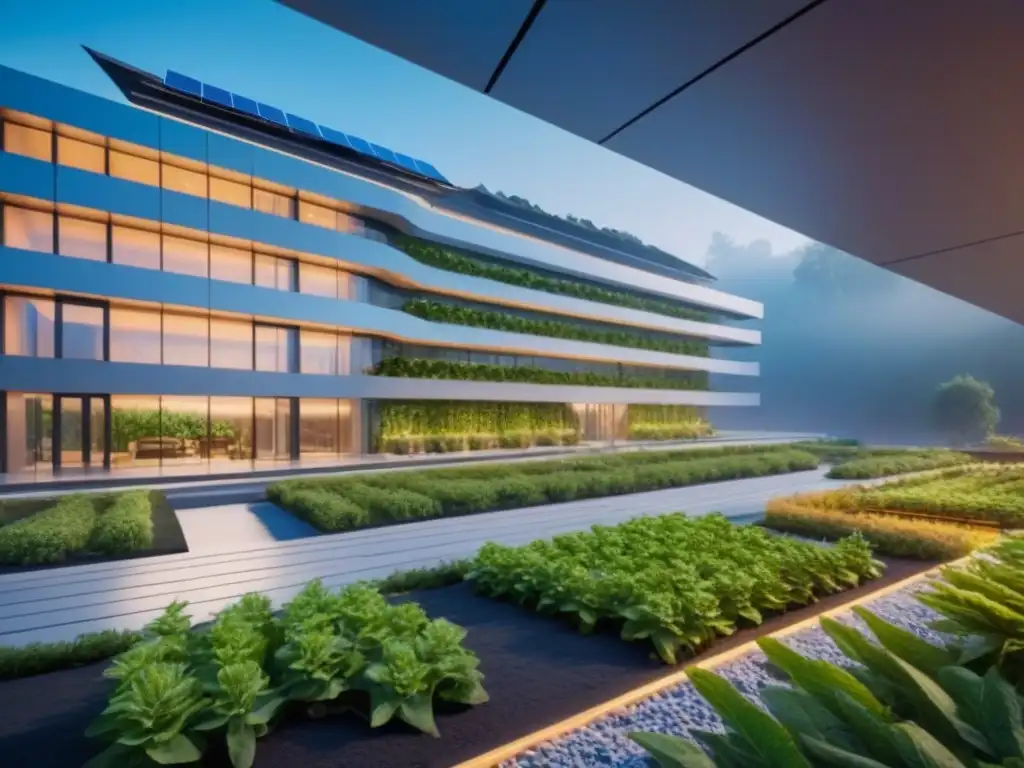 Complejo futurista sostenible: diseño ecofriendly en 8k Inversión sostenible mercado inmobiliario: Complejo futurista con diseño ecoamigable, paneles solares y espacios verdes integrados