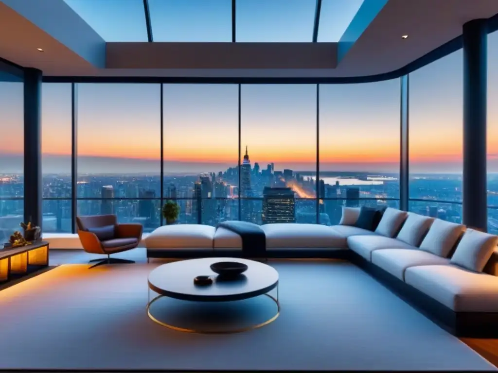 Penthouse de lujo con vistas panorámicas a la ciudad Subastas inmobiliarias propiedades lujo: Penthouse moderno de lujo con vista a la ciudad y diseño contemporáneo elegante