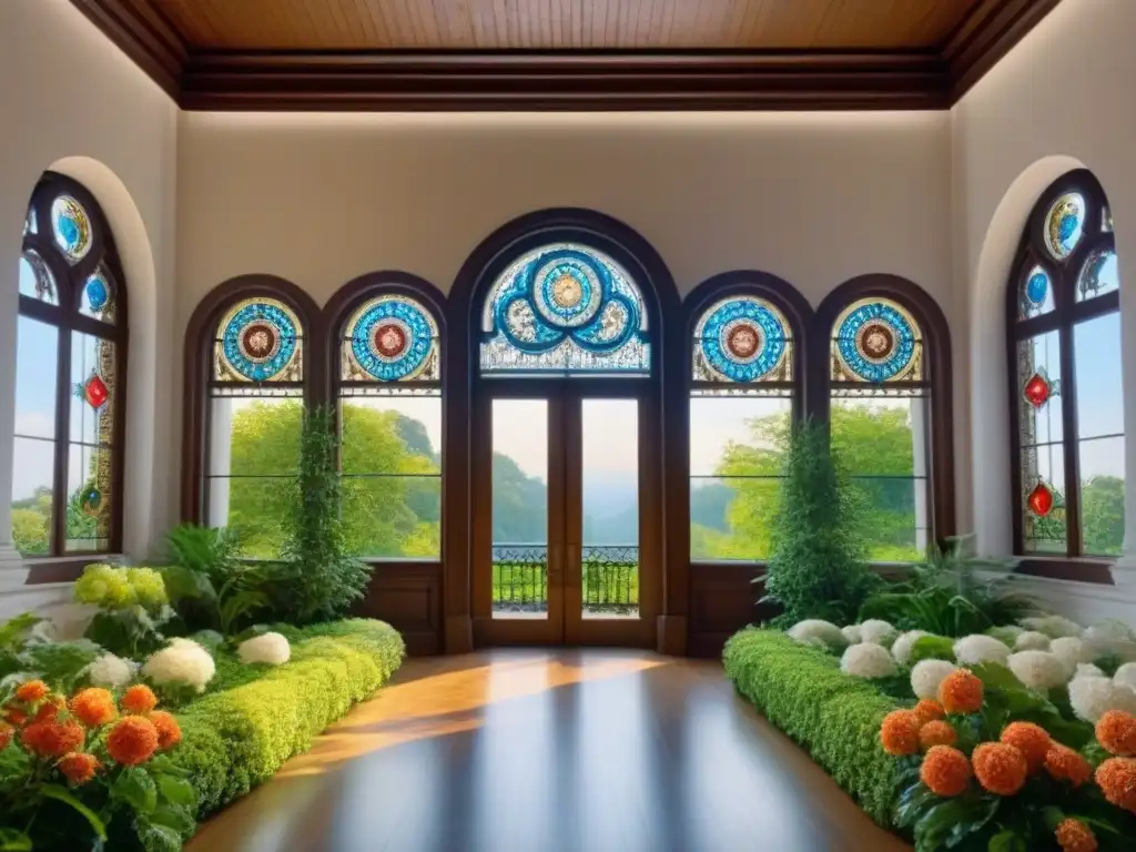 Esplendor histórico: Restauración detallada en 8k Subvenciones para restauración inmobiliaria: Edificio histórico restaurado con detalles arquitectónicos impresionantes y entorno natural colorido