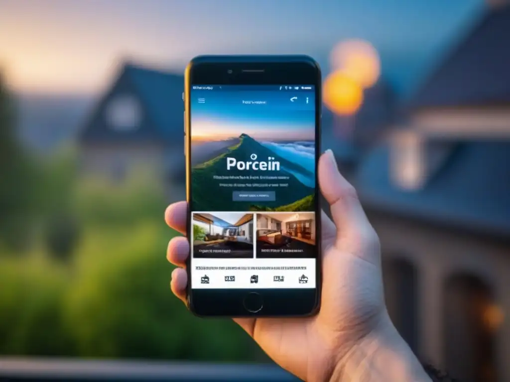 Sitio web inmobiliario elegante y moderno en smartphone Teléfono móvil con web inmobiliaria elegante y profesional