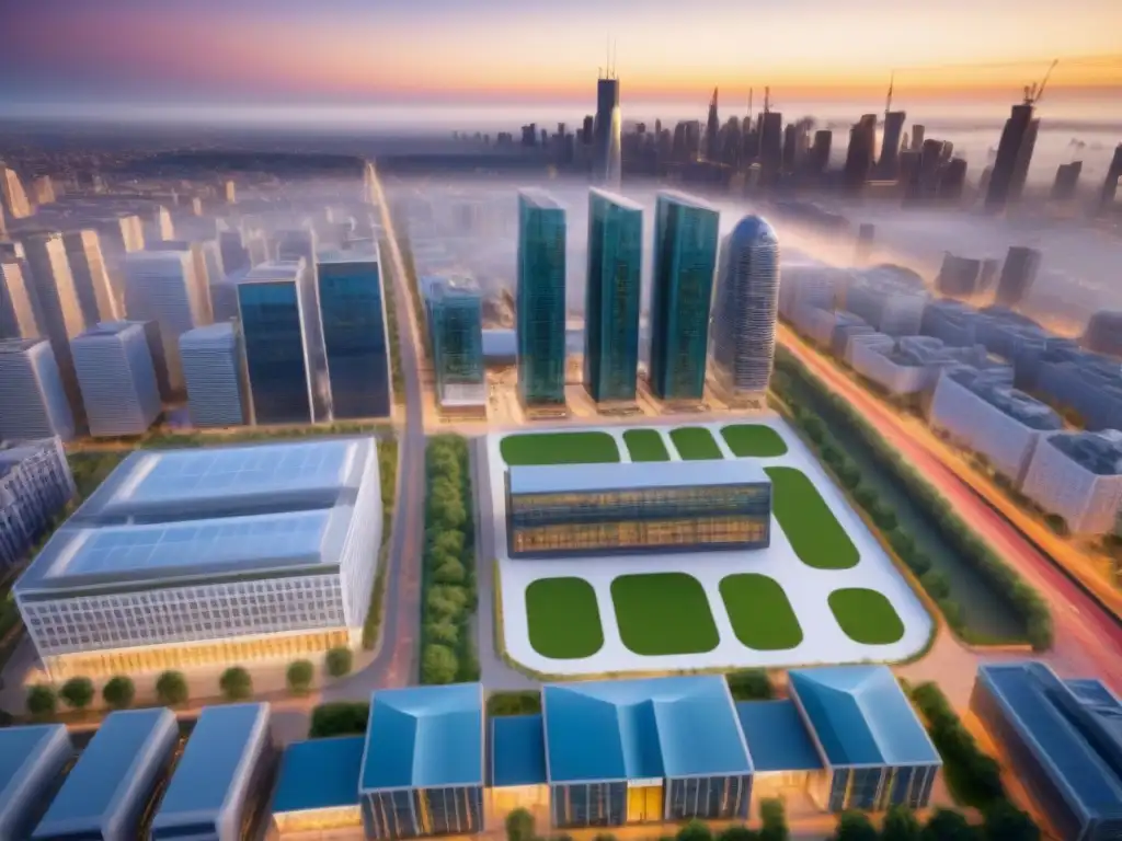 Vibrante desarrollo urbano: arquitectos, constructores y comercios Urbanistas y arquitectos revisan planos para permisos de espacios comerciales multifuncionales en una ciudad dinámica y moderna