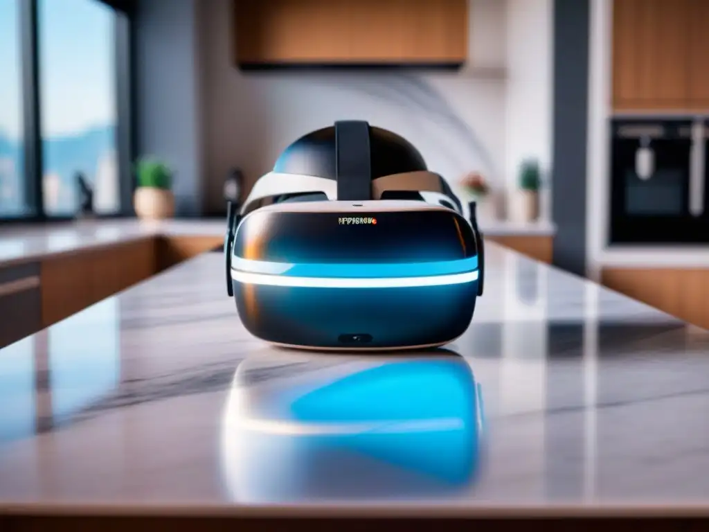 Realidad virtual inmobiliaria: lujo y tecnología Ventajas tours virtuales mercado inmobiliario: Realidad virtual en el mercado inmobiliario de lujo, con holograma futurista de una propiedad exclusiva