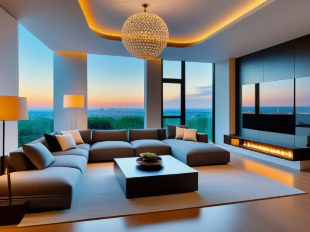 Espectacular sala de estar de lujo en real estate virtual Explora las ventajas tours virtuales sector inmobiliario con esta lujosa sala de estar moderna y espaciosa en una propiedad de alta gama