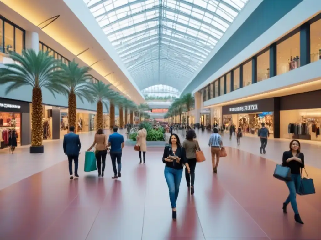 Centro comercial moderno y vibrante: moda, tecnología y diversión Un vibrante centro comercial moderno con renovación, donde la diversidad y la emoción se entrelazan en cada compra