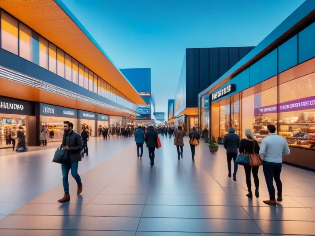 Centro comercial moderno lleno de vida y energía Vibrante centro comercial moderno que refleja energía y actividad