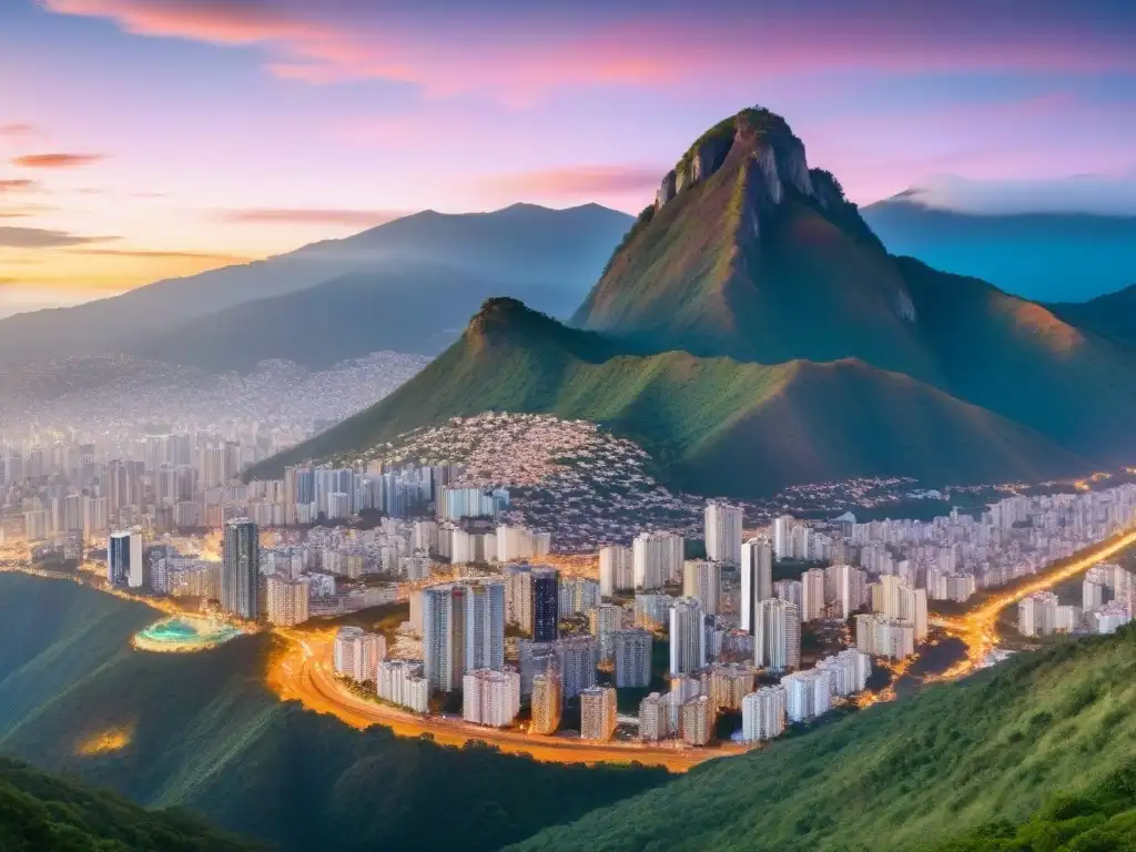 Vibrante Caracas al atardecer: inversión inmobiliaria en Venezuela Vibrante ciudad de Caracas al atardecer, resaltando el mercado inmobiliario en Venezuela