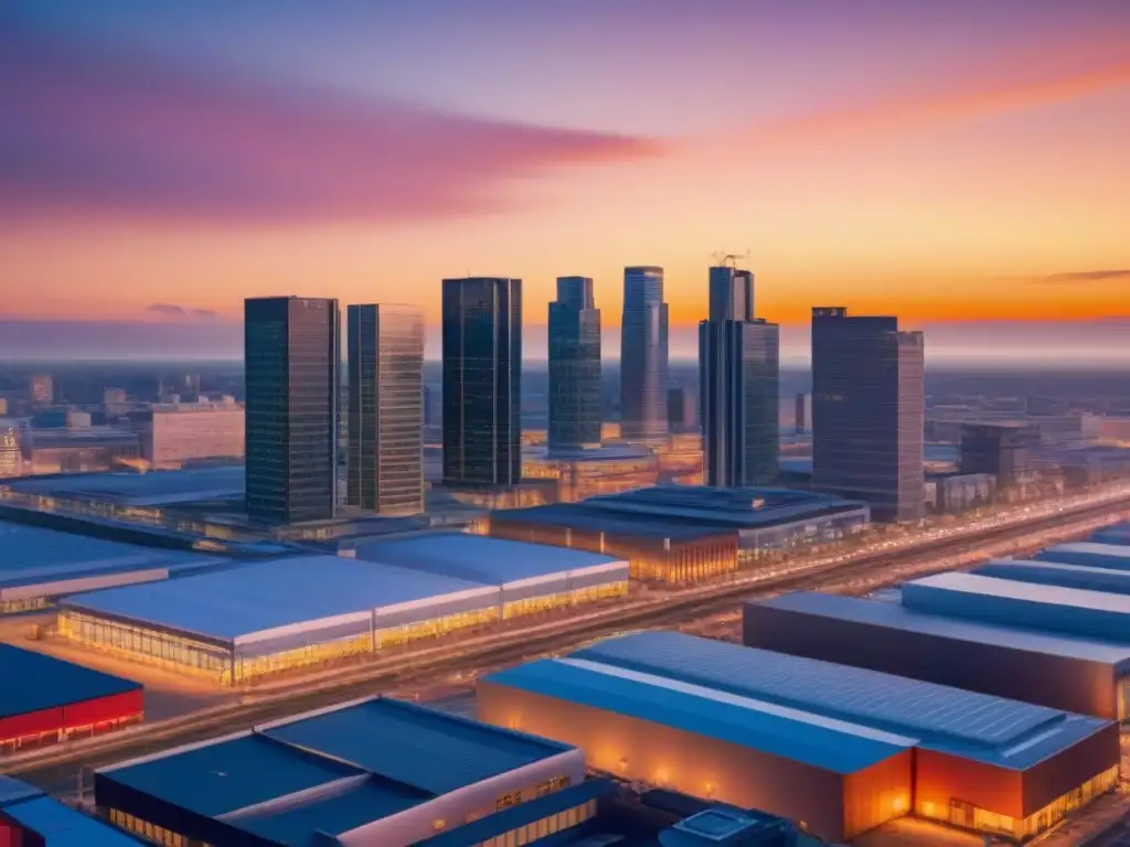 Cityscape seguro: protección y diversidad de negocios Vibrante ciudad comercial con seguro protector