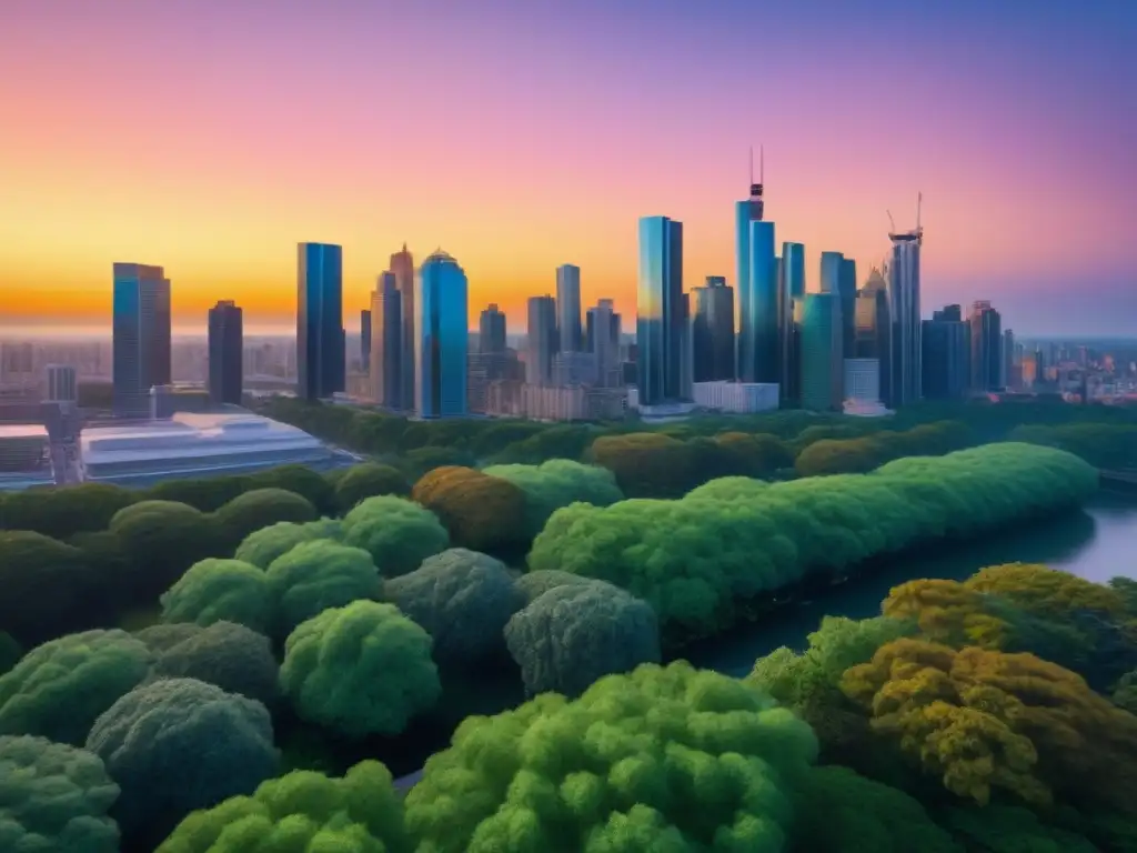 Horizonte urbano diverso: modernidad y tradición al atardecer Vibrante ciudad diversa al atardecer resaltando la importancia de diversificar con REITs