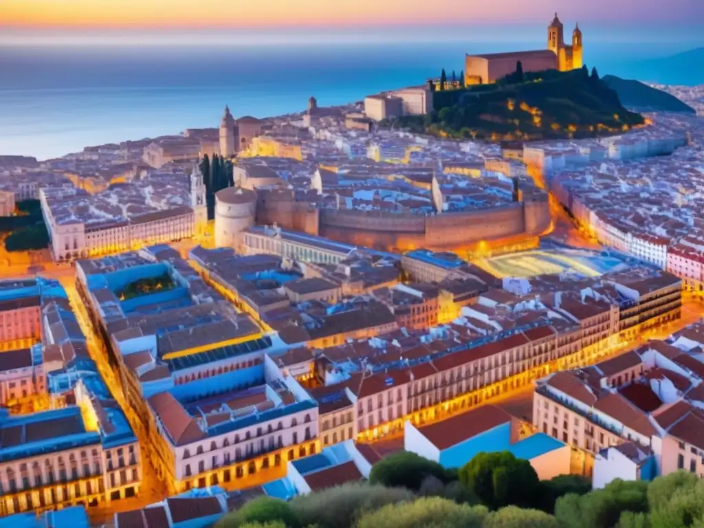 Vista aérea detallada de ciudad española: mezcla moderna y tradicional Vibrante ciudad española con mezcla de arquitectura tradicional y moderna, ideal para invertir en bienes raíces