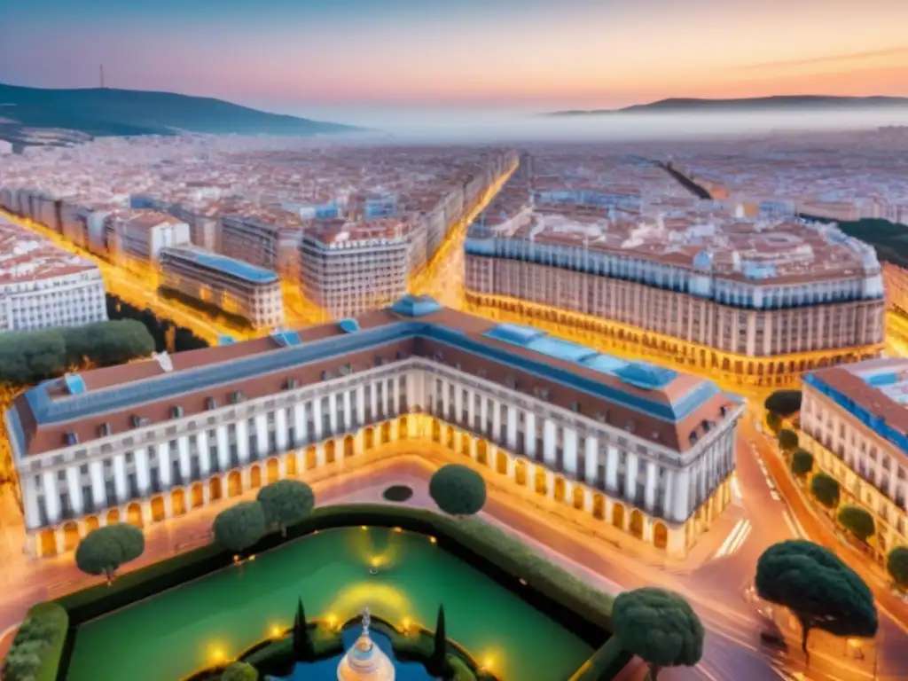 Vibrante panorama urbano en España: oportunidades de inversión Vibrante ciudad española, con rascacielos modernos y calles bulliciosas