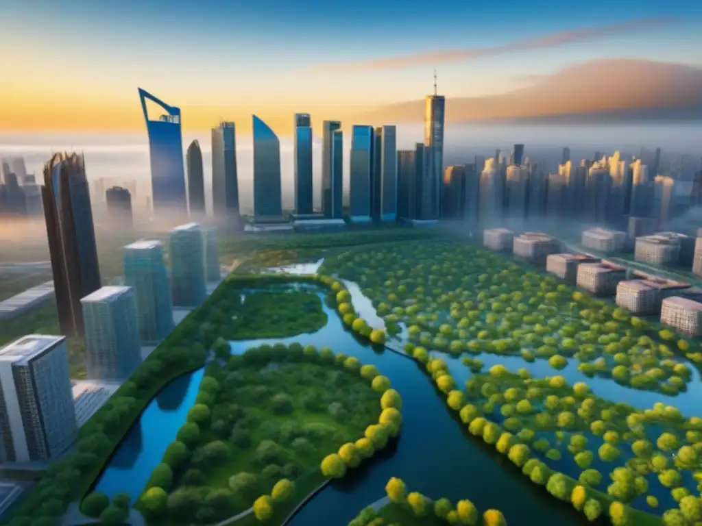 Metrópolis verde: armonía entre naturaleza y ciudad Vibrante ciudad con biodiversidad en armonía: urbanización y biodiversidad: estrategias armoniosas