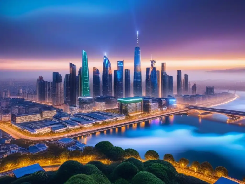 Skyline futurista 8k: arquitectura diversa en armonía Vibrante ciudad futurista con diversificación inmobiliaria en ciclos económicos