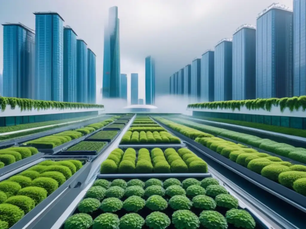 Metrópolis sostenible: edificios verdes y energía limpia Vibrante ciudad futurista eco-amigable con edificios verdes interconectados y tecnología sustentable