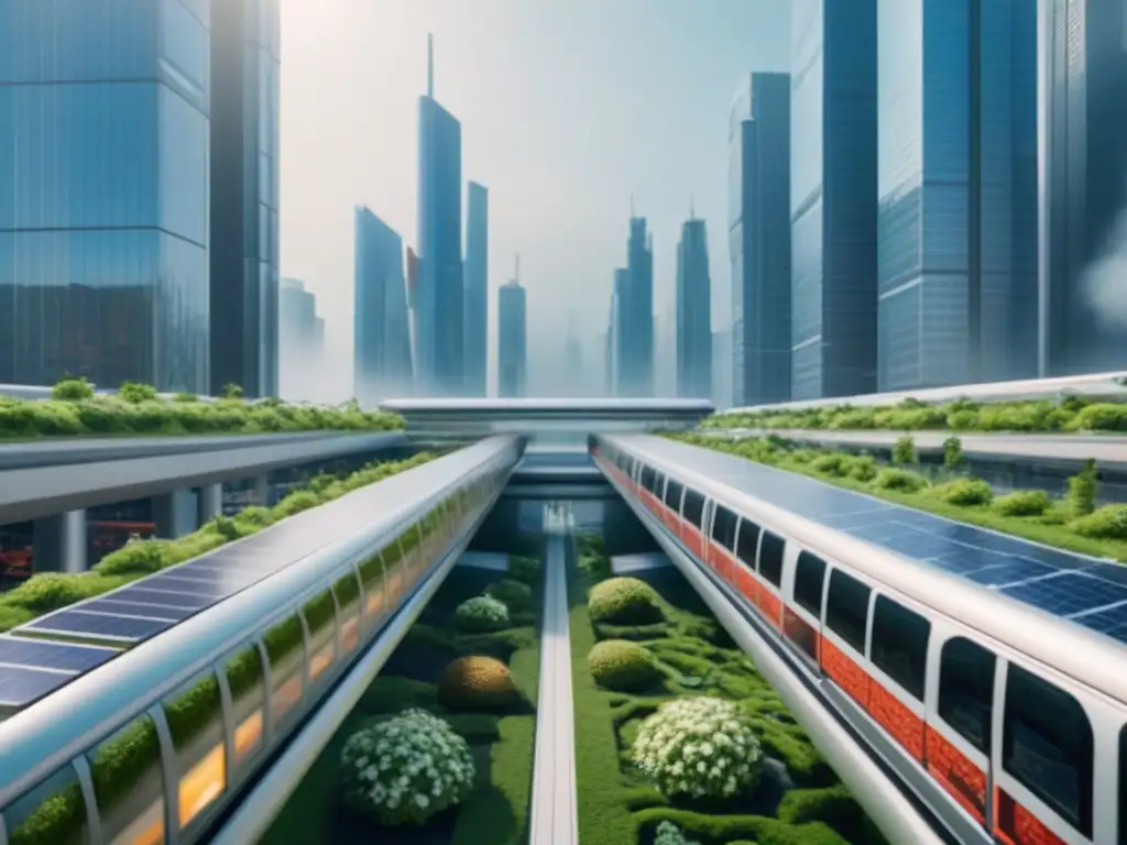 Metrópolis futurista: infraestructuras innovadoras y sostenibles en 8k Vibrante ciudad futurista con proyectos innovadores y técnicas de preservación avanzadas, reflejando financiamiento en infraestructuras