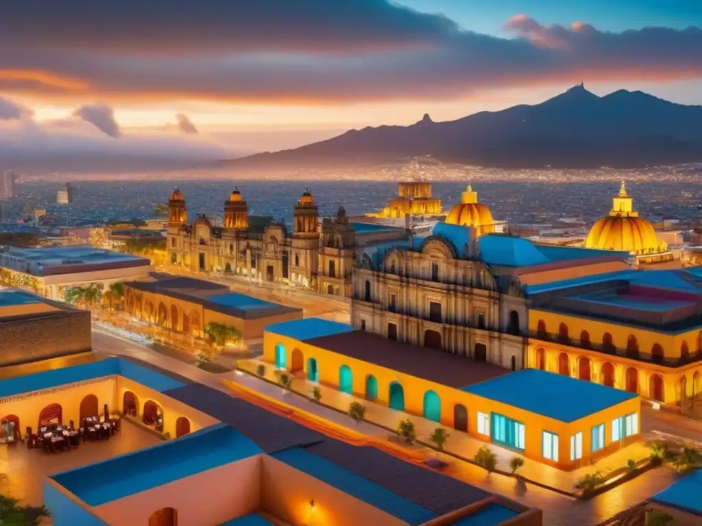 Modernidad y tradición: Inversiones extranjeras en México Vibrante ciudad mexicana: fusionando arquitectura moderna y tradicional, reflejando la inversión extranjera en el mercado inmobiliario de México