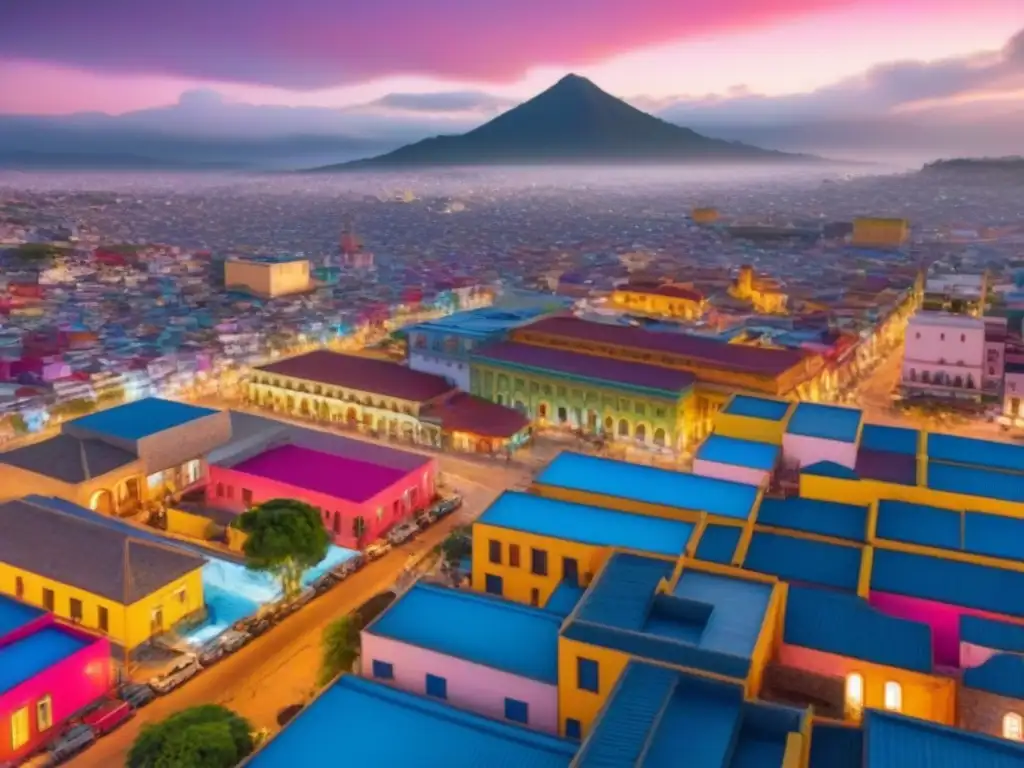 Vistas aéreas de ciudades mexicanas: coloridas y vibrantes Explora vibrante ciudad mexicana con edificios coloridos y paisaje natural, ideal para Consejos ubicación comprar propiedad México