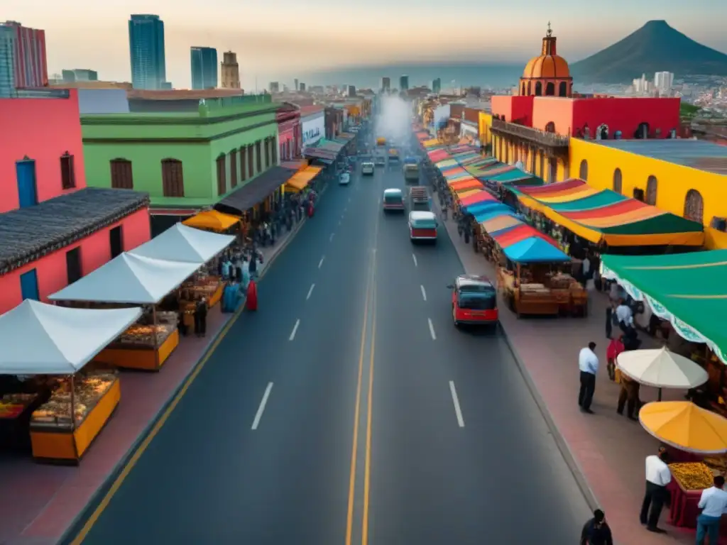 Contrastes urbanos: México entre tradición y modernidad Vibrante ciudad mexicana: fusión de modernidad y tradición