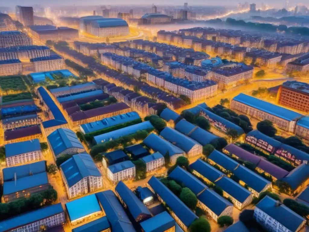 Vibrante ciudad moderna: diseño urbano y cultura en armonía Vibrante ciudad moderna: diseño urbano influencia prácticas culturales