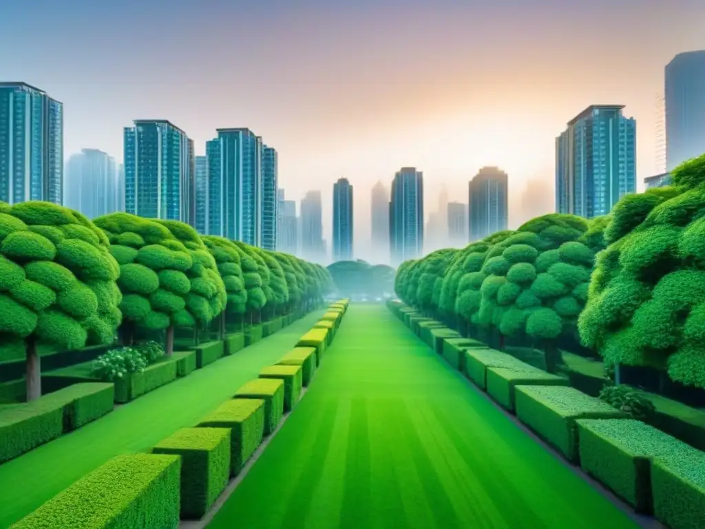 Ciudad moderna y vibrante con parques verdes integrados Vibrante ciudad con rascacielos y áreas verdes, perfecta para inversiones inmobiliarias cerca áreas verdes