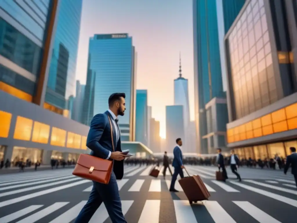 Cityscape moderno: impacto global en mercado inmobiliario Vibrante ciudad con rascacielos al atardecer