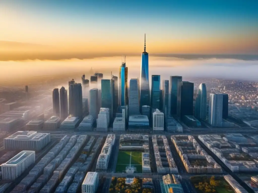 Inversión inmobiliaria: panorama urbano vibrante y moderno Vibrante ciudad con rascacielos y bulliciosa actividad, ideal para Estrategias inversión inmobiliaria largo plazo