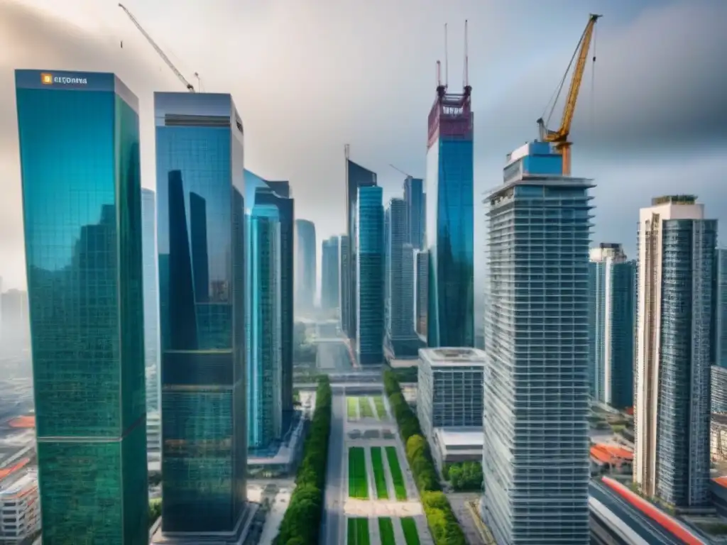 Contrastes urbanos: arquitectura moderna y tradicional en auge Vibrante ciudad con rascacielos y construcciones antiguas, reflejando el dinamismo del mercado inmobiliario