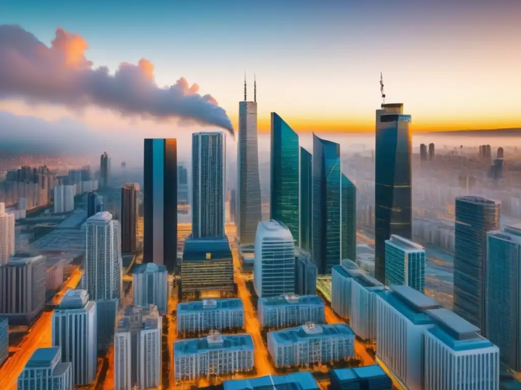 Inversiones inmobiliarias: Tradición vs Una vibrante ciudad con rascacielos y diversidad generacional discutiendo inversiones inmobiliarias