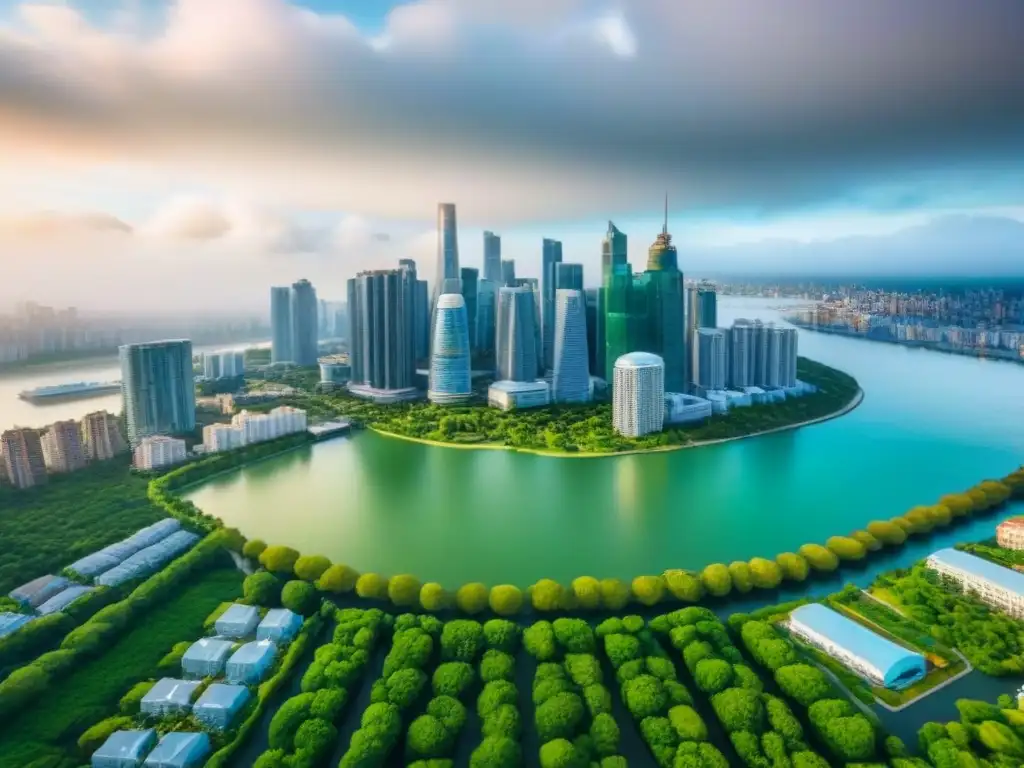 Skyline urbano: modernos rascacielos en ciudad vibrante Vibrante ciudad con rascacielos y parques, ideal para estrategias de inversión inmobiliaria fondos