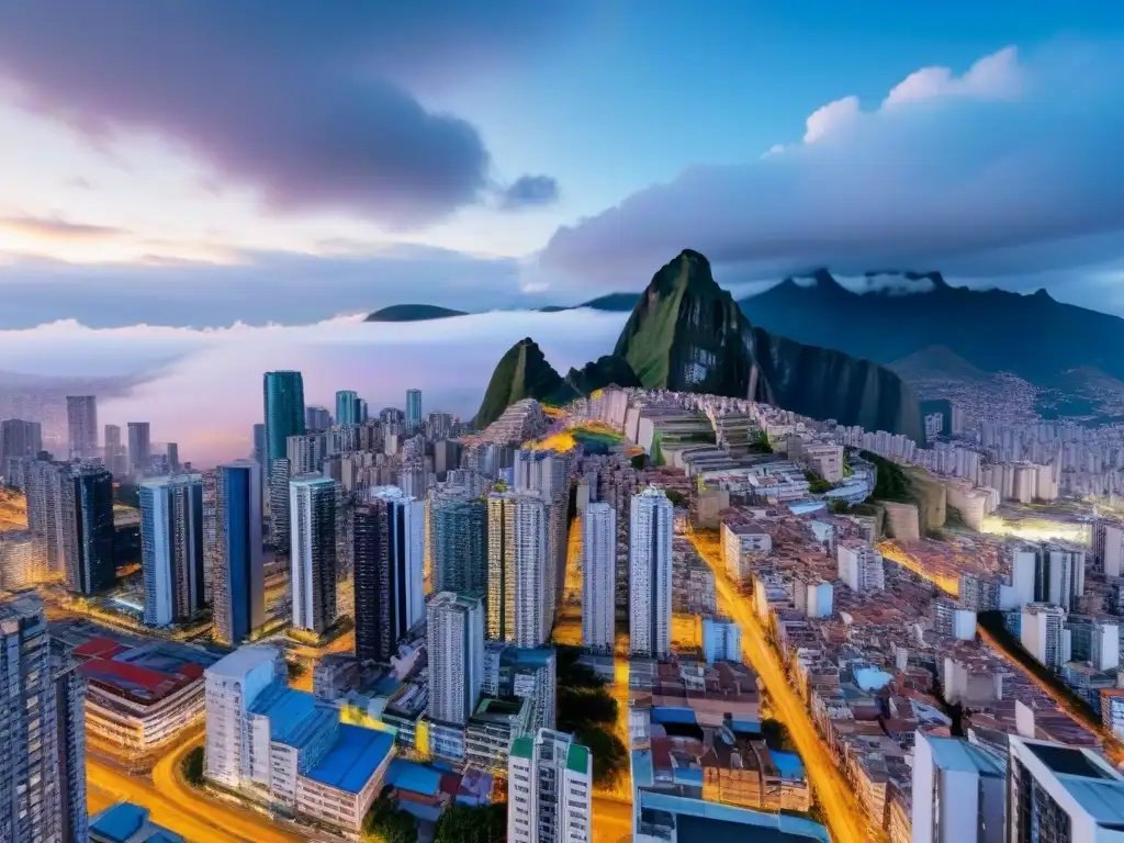 Vibrante paisaje urbano en Sudamérica: crecimiento y oportunidad Vibrante ciudad en Sudamérica, reflejo de progreso y oportunidad