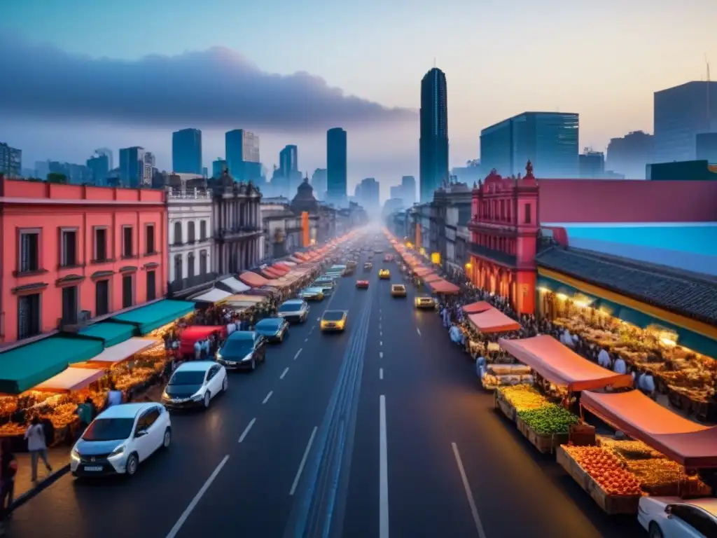 Contrastes urbanos en México: crecimiento vibrante o mito Vibrante ciudad de México: boom vivienda, realidad o mito, entre rascacielos y edificios tradicionales, mercados y tráfico