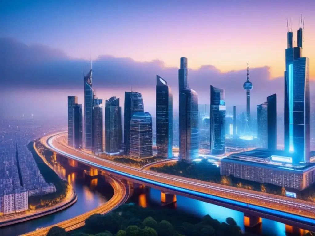 Metrópolis nocturna: luces, innovación y energía urbana Vibrante desarrollo urbano en grandes ciudades transformación