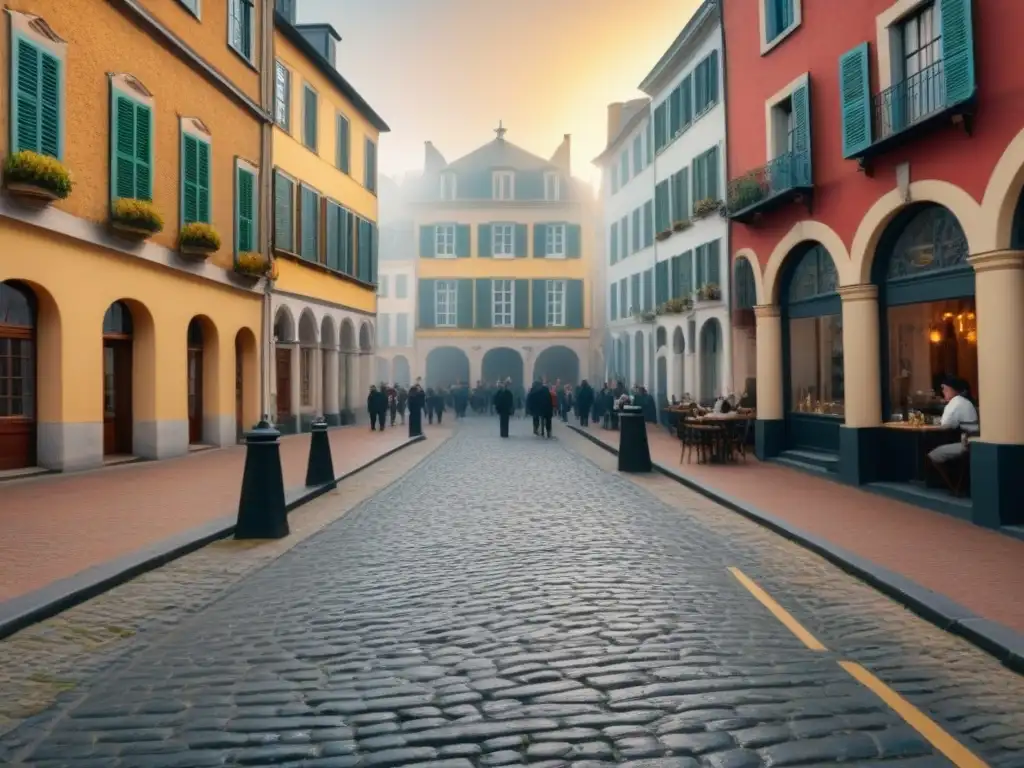 Distrito histórico vibrante: arquitectura única y colores vivos en 8k Un vibrante distrito histórico lleno de vida gracias a incentivos fiscales restauración histórica