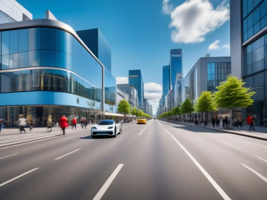 Calles urbanas vibrantes con arquitectura moderna y diversidad comercial Un vibrante y diverso paisaje urbano con permisos para espacios comerciales multifuncionales