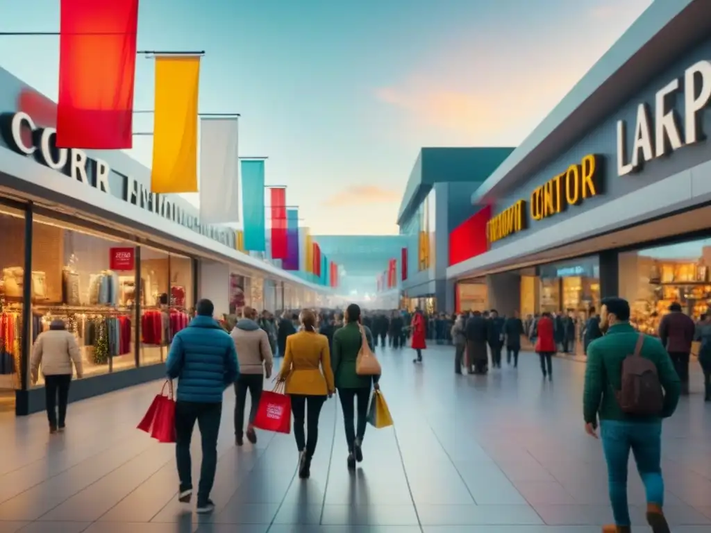 Centro comercial moderno y vibrante: inversión prometedora en 8k Vibrante escena en un centro comercial moderno y concurrido