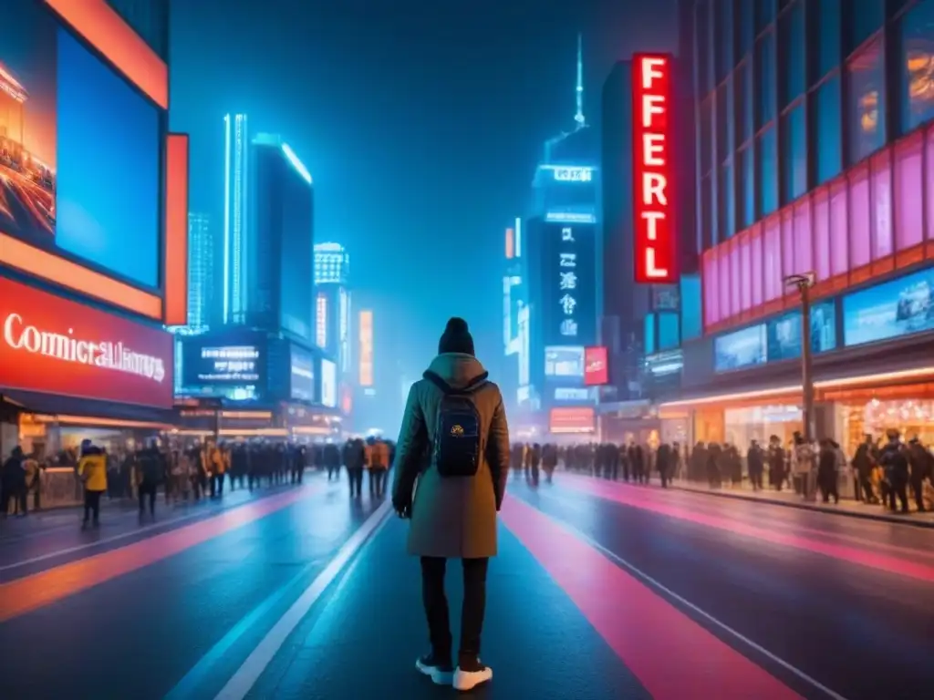 Cityscape nocturno en 8k: modernos edificios comerciales iluminados Vibrante escena nocturna de ciudad con espacios comerciales multifuncionales, resaltando la importancia del diseño urbano