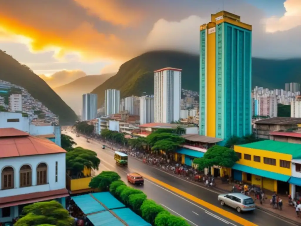 Venezuela: Encanto urbano entre historia y modernidad Vibrante escena urbana en Caracas, Venezuela
