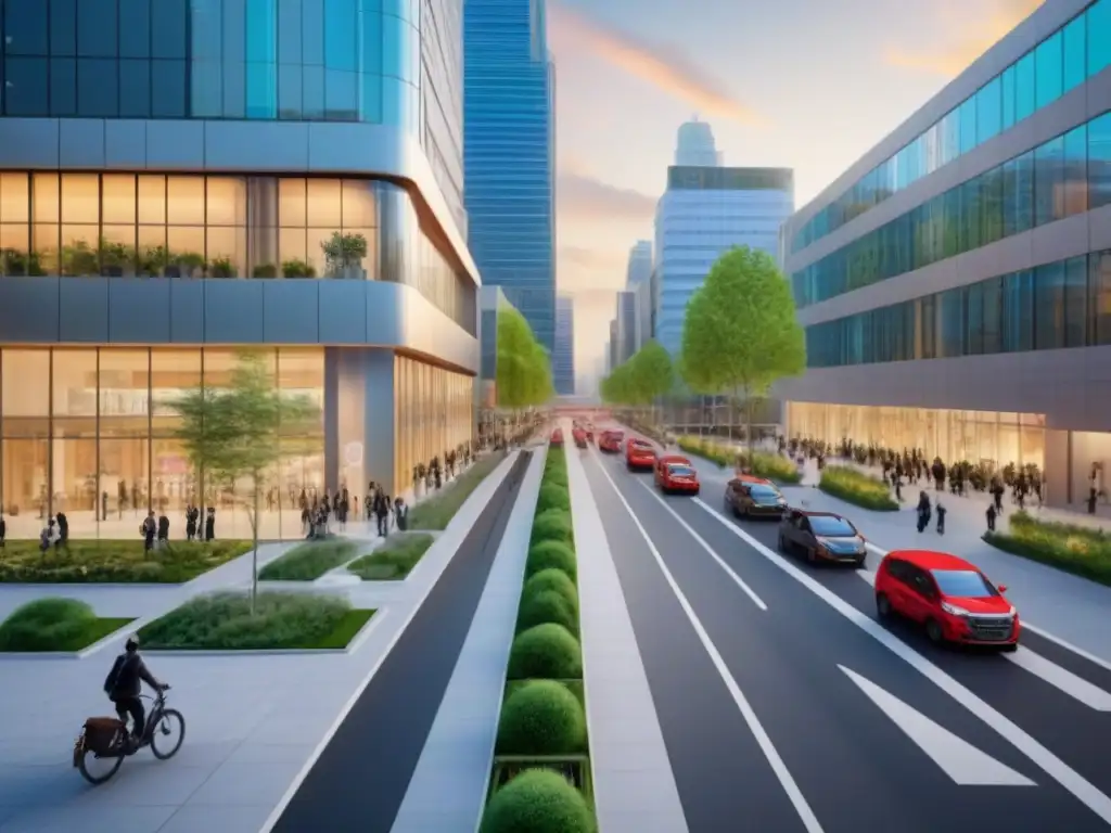 Centro de salud futurista en la ciudad: innovación y diversidad en acción Vibrante escena urbana con centro de salud futurista y diversidad étnica
