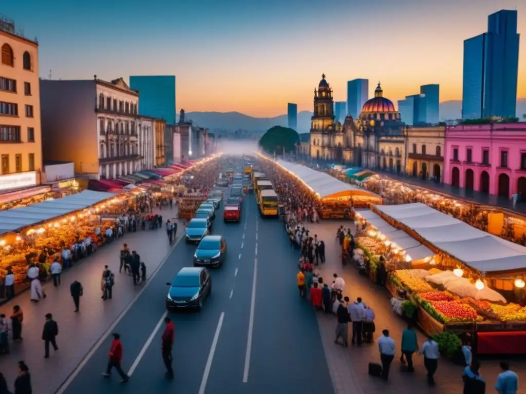 Mercado inmobiliario en CDMX: mezcla vibrante de arquitectura y cultura Vibrante mercado inmobiliario en México: modernos rascacielos, arquitectura tradicional y bulliciosas calles