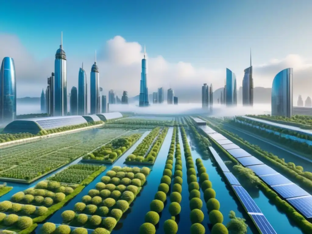 Metrópolis futurista: armonía tecnológica y natural en 8k Vibrante metrópoli futurista con tecnología AI y naturaleza