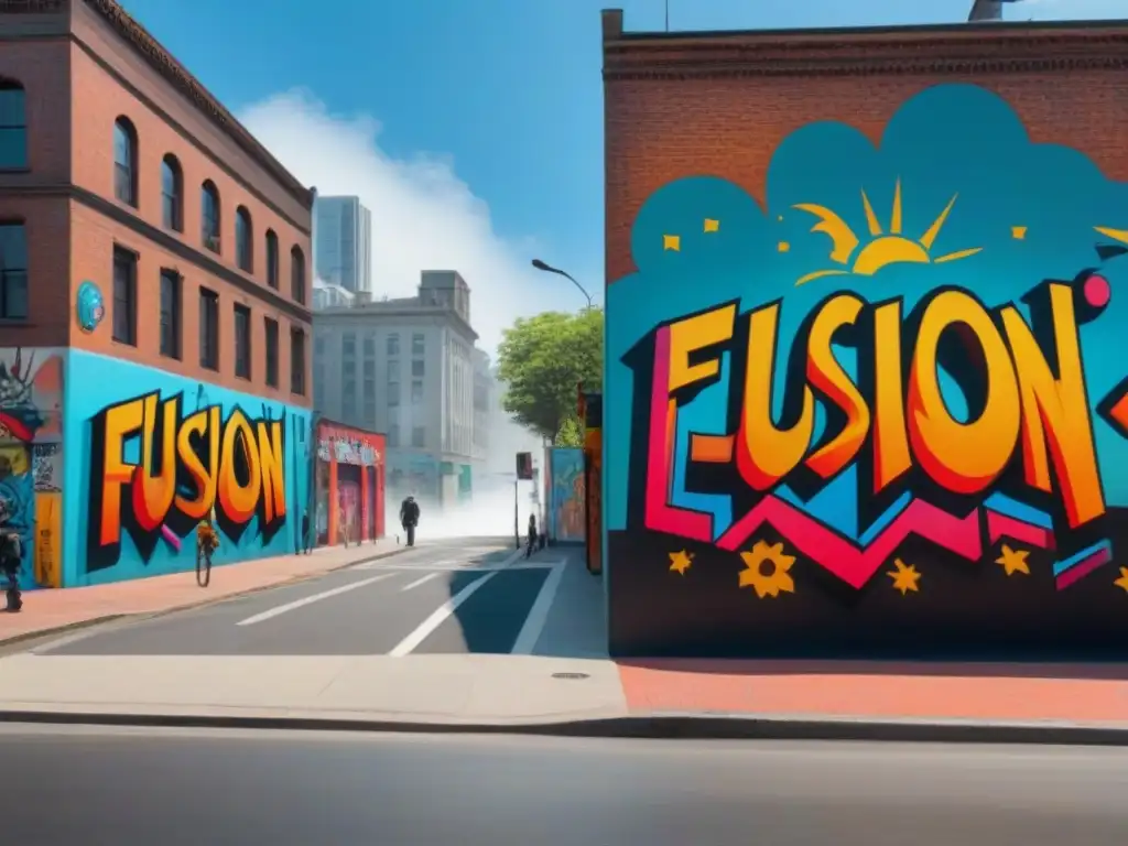 Murales urbanos: expresión comunitaria en la ciudad Un vibrante mural urbano que fusiona urbanismo y expresión cultural comunitaria