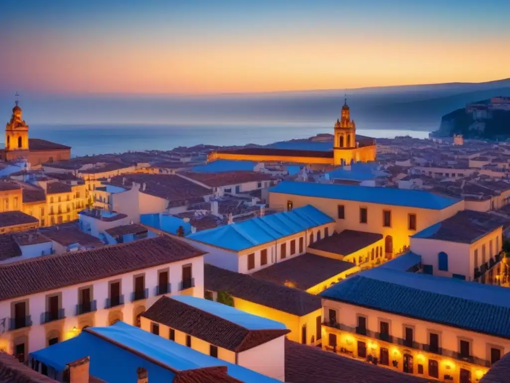 Cityscape español vibrante: terrazas, calles y mercados Un vibrante paisaje urbano español con terrazas, calles empedradas y una plaza animada, ideal para 'Proceso compra vivienda España paso'