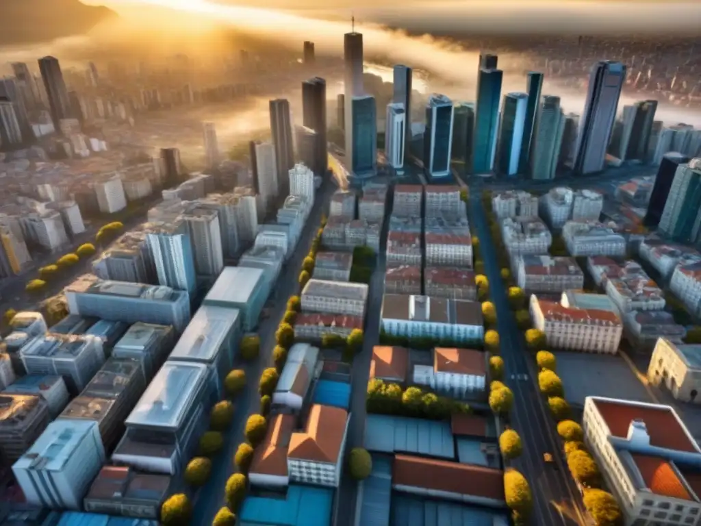 Horizonte urbano en Sudamérica: fusión de historia y modernidad Un vibrante paisaje urbano en Sudamérica, reflejando el impacto político en el mercado inmobiliario