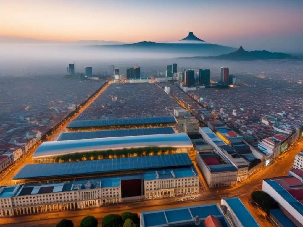 Vibrante panorama de la Ciudad de México con arquitectura diversa y bullicioso paisaje urbano, reflejo del mercado inmobiliario