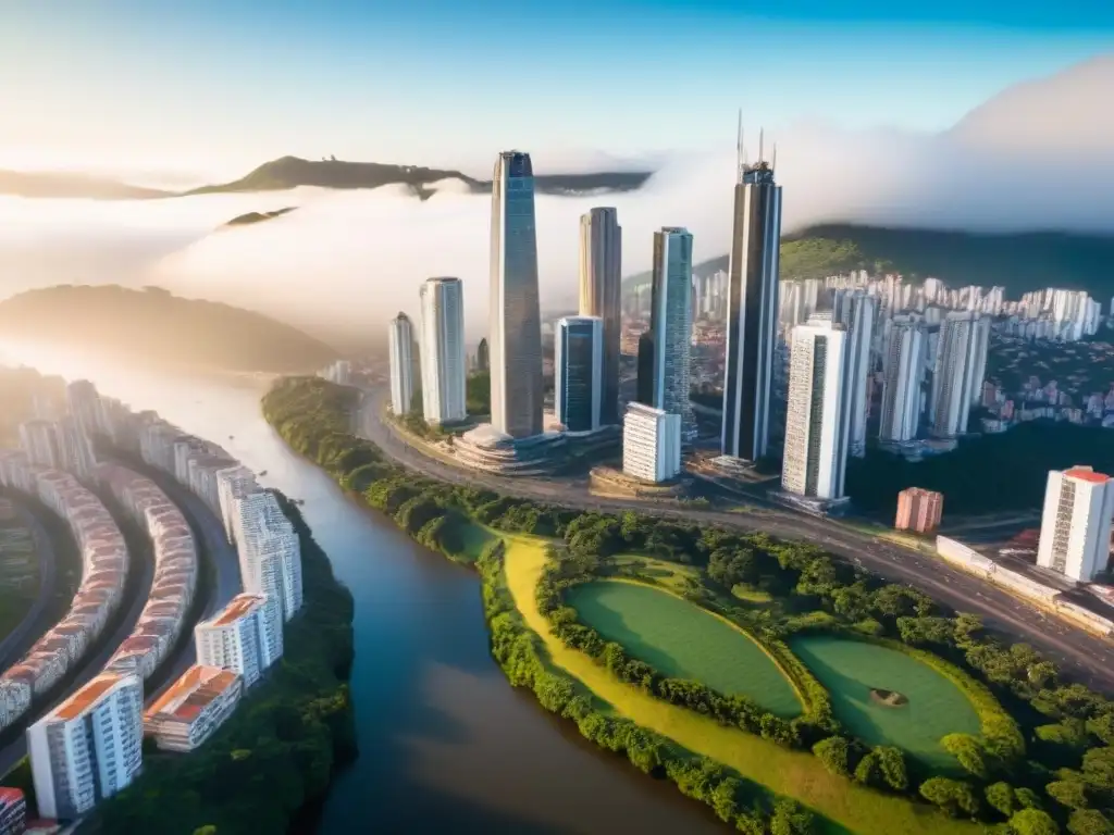 Skyline moderno: Oportunidades de inversión en Sudamérica Vibrante skyline en Sudamérica: mezcla de rascacielos y arquitectura tradicional