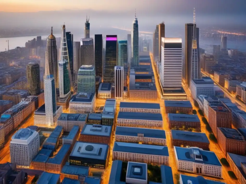 Armonía urbana: pasado y futuro en la ciudad Vida urbana vibrante: arquitectura histórica y rascacielos modernos en perfecta armonía
