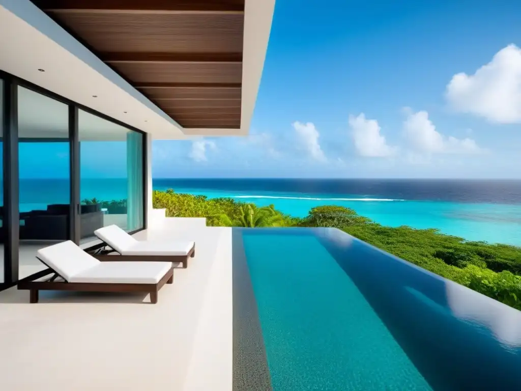 Villa de lujo en el Caribe: diseño moderno frente al mar Villa de lujo frente a la playa en el Caribe, con diseño contemporáneo y vistas al mar